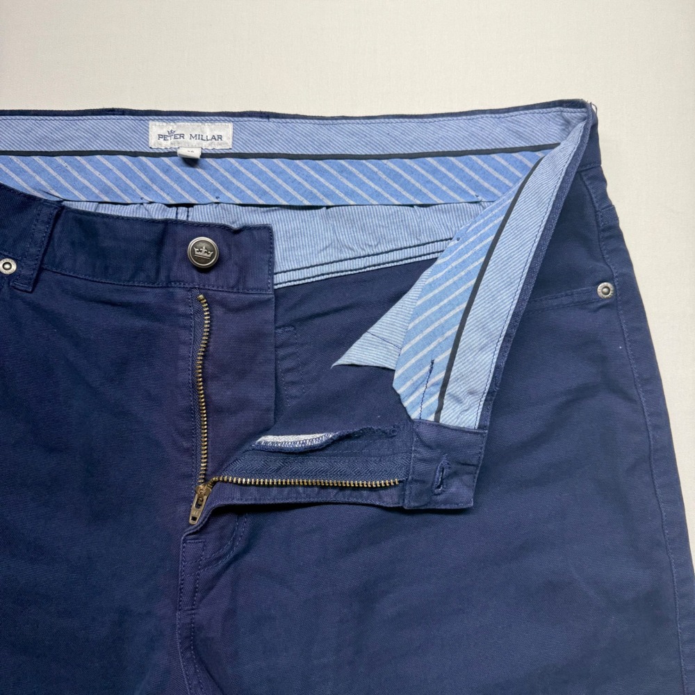 Peter Millar Crown Cotton Canvas 5 Pocket Pants Navy 36x32 Stretch Golf Classic - Picture 4 of 10
